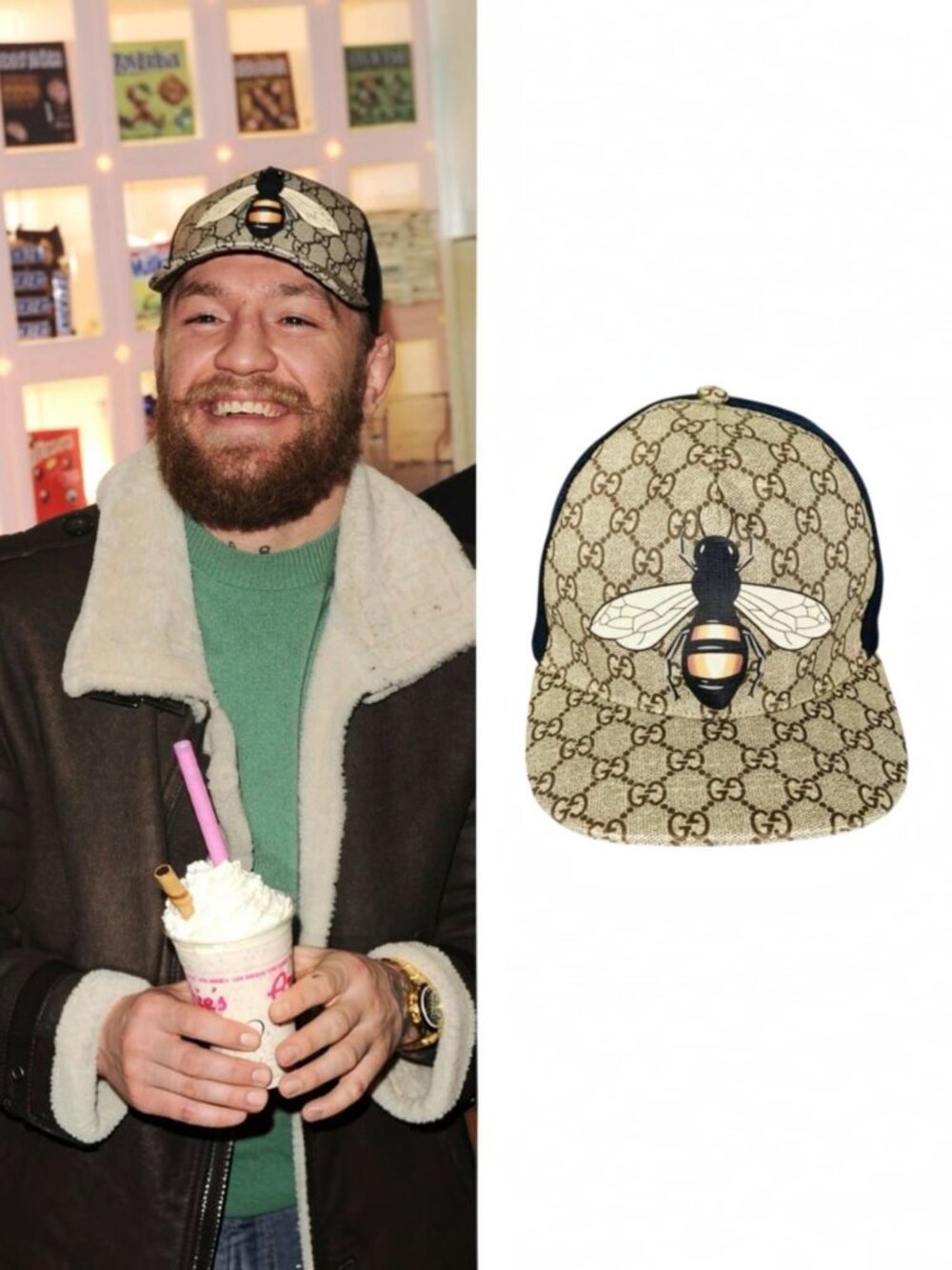 GUCCI Bee Print Supreme Strap Baseball Cap / Mesh Trucker Hat W/ Dust Bag M